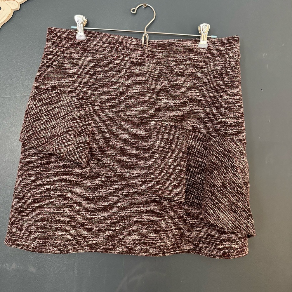 LOFT Marled Magenta Knit Mini Skirt